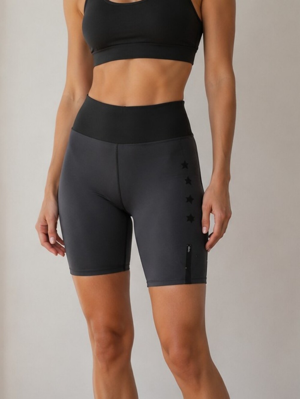 COR By Ultracor High-Waist Black Performance Black-Gray Bike Shorts Size M